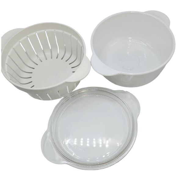 Vintage 80s Corning Ware 3Pc MIicrowave‎ Plus M-225-R Casserole Dish Steamer Lid - Picture 4 of 13